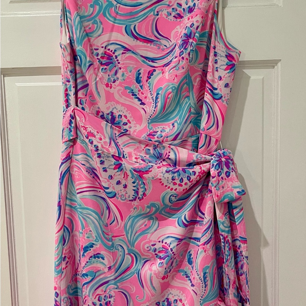 Lilly Pulitzer Vibrant Pink and Blue Women's Wrap Dress